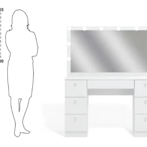 Penteadeira Ditália Pe80 com Kit Luz Branco Cor Branco - Imagem 7