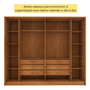Guarda-Roupa Casal Espresso Móveis Ripado 6 Portas 6 Gavetas 275cm Cinamomo/Off White - Imagem 5