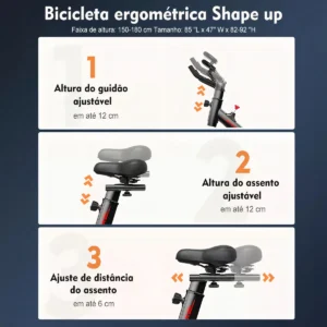 Venda e Cia Bicicleta Spinning Para Exercícios XHJSCRB8009 Preto Vermelho - Imagem 5