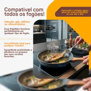 Frigideira Cerâmica Antiaderente Grande Para Fogão A Gás Indução Cooktop Panela Frita Sem Óleo Linha Premium - Imagem 5