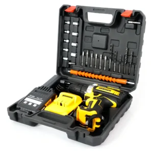 Parafusadeira Furadeira 48V Profissional Sem Fio Com 2 Baterias Recarregáveis Maleta 10mm Reversível Kit Brocas Soquetes Carregador 340w 1550 Rpm Cor Amarelo Bivolt - Imagem 8