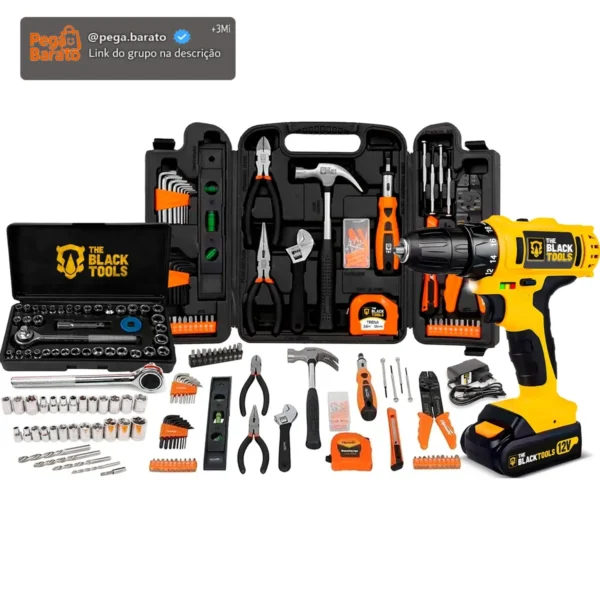 Kit De Ferramentas 169 Peças + Parafusadeira Furadeira 12v