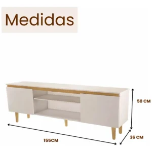 Rack Tv Estante Sala Nicho Madeira White Organizor Moderno Branco - Imagem 8