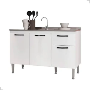 Gabinete de Pia 1,20 Balcão de Cozinha Multiuso 3 Portas Armário de Pia Armário de Cozinha 120x80x52cm Organizador para Pia Cor Branco Ideal para cozinha compacta e área de serviço Porta Panela Branco - Imagem 7