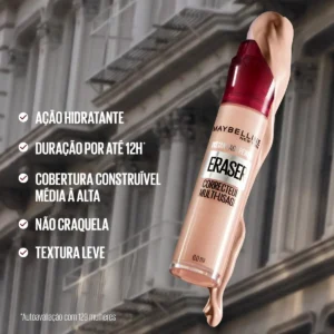 Corretivo Líquido, Multiuso que Corrige Olheiras e Linhas Finas, Contorna e Ilumina, Alta Cobertura e Fórmula Vegana, Cor 120 Light Instant Age Rewind Maybelline NY 6ml - Imagem 4