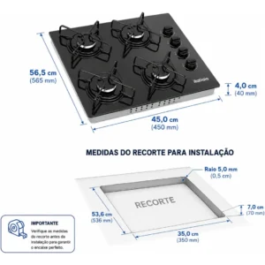 Cooktop Itatiaia Essencial 4 Bocas cor Preto - Imagem 7
