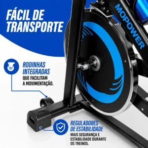 Bicicleta Ergométrica Spinning Mopower Sprint X Shock roda inércia 20kg suporta até 120kg - Imagem 5