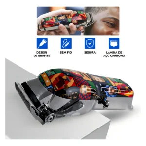 Maquina Cortar Cabelo Kemei Profissional Grafites Max-2092 Cor Estampada - Imagem 6