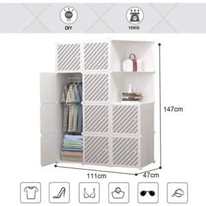 Armário Portátil, Armazenamento Multiuso, Branco, 10 Portas - Imagem 4