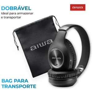 Fone de Ouvido Headphone AIWA HP-02-B Bluetooth ANC Alta Definição - Imagem 8