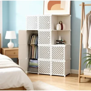 Armário Portátil, Armazenamento Multiuso, Branco, 10 Portas - Imagem 1