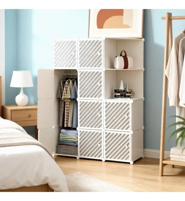 Armário Portátil, Armazenamento Multiuso, Branco, 10 Portas