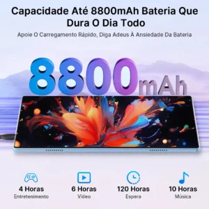 Tablet Hancdon S12 Android 15 12GB RAM 512GB Memória 11,6" Dual SIM Wi-Fi Kit Completo Com Teclado Mouse e Caneta Cor Cinza - Imagem 8