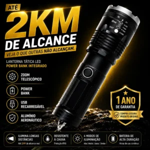 Lanterna Tática Militar Led Potente Alcance 2km Mais Forte - Imagem 5