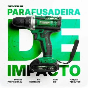 Parafusadeira Furadeira 21v 1300mah Com 2 Baterias Recarregável Sem Fio Maleta Completa Several Importados - Imagem 3