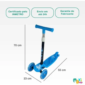 Patinete Infantil 3 Rodas Led Dobrável Luppy Azul Maxi Toys - Imagem 5