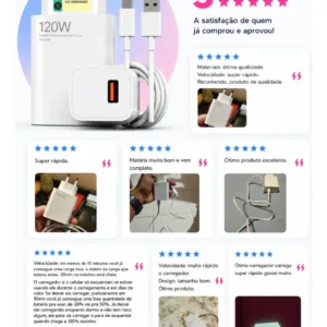 Carregador Turbo 120w Usb-c Para Xiaomi Redmi Poco X7 Branco - Imagem 7