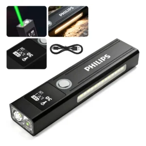 Lanterna tática a laser digital Philips 10w 1200lm multifuncional com tela magnética Luz branca de grande capacidade Luz quente Sfl6256 - Imagem 1