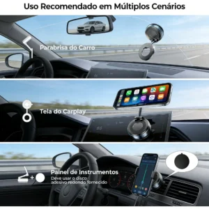 Suporte Veicular Magnético com Ventosa, para Celular no Painel ou Para-brisa Ajustável 360° - Imagem 2