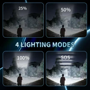 Lanterna Tática Led Zoom 3600lm 2km Alto Luz Potente Usb Recarregável Vem com 2 baterias modelo 18650 Enfit Vida - Imagem 7