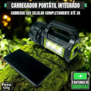Lanterna Led Tática Grande Farolete Holofote De Mão 7 Modos 100000 Lúmens Super Potente Recarregável Usb Solar Power Bank Camping Pesca Caça Trilha Uso Rural Fazenda Emergência Profissional - Imagem 6