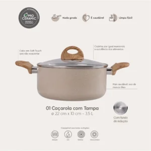 Jogo De Panelas 7 Ceramic Life Smart Plus Areia Brinox - Imagem 7