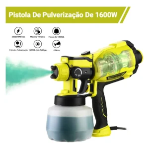 Pistola De Pintura 1600w Motor De Cobre Puro 1200ml Elétrica Profissional Pulverizador 38000rpm Com 4 Bicos De Cobre 127v Desoon - Imagem 4