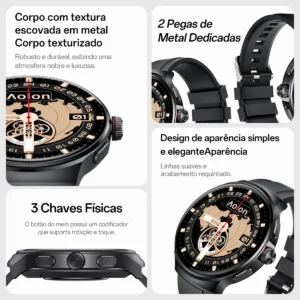 Relógio Inteligente Aolon Prime3 Tela Amoled AGPS 1.43 Aod IP68 Faz Chamadas 1atm Preto - Imagem 5