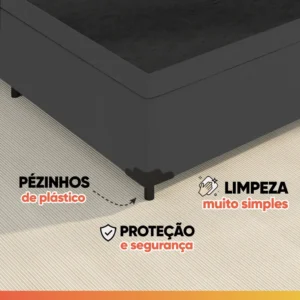 Cama Box Baú Colchão Casal Molas Ensacadas City Pillow Top 138x188x64cm Branco e Cinza Hellen Suporta até 110kg por Pessoa - Imagem 8
