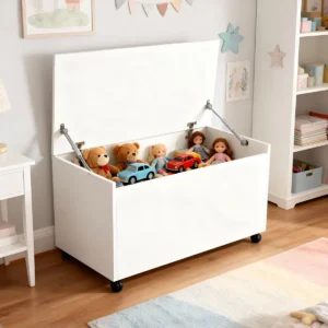 Baú Organizador Brinquedo Criança Quarto Rodinhas Branco* - Imagem 1