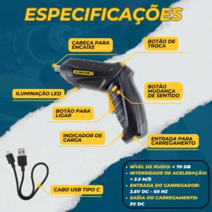 Kit Parafusadeira Elétrica + Lanterna De Cabeça Recarregável - Imagem 5