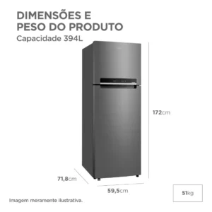 Geladeira com freezer inverter Midea Frost Free Duplex MDRT533EVD461 con capacidad de 394L inox - Imagem 5