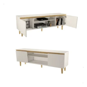 Rack Tv Estante Sala Nicho Madeira White Organizor Moderno Branco - Imagem 6