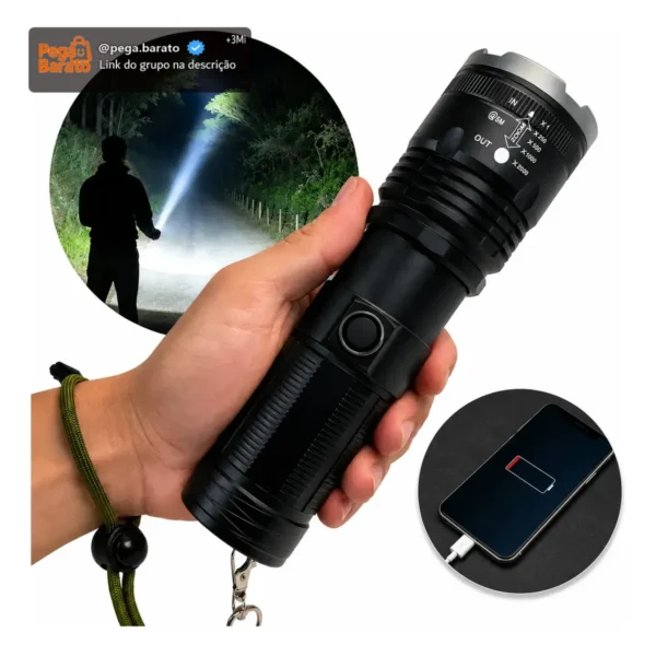 Lanterna Tática Militar Led Potente Alcance 2km Mais Forte