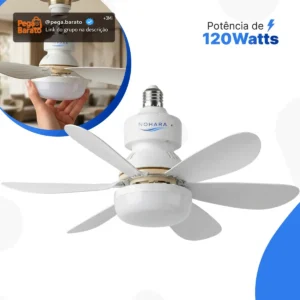 Ventilador De Teto 120w Controle Remoto Lâmpada E27 Luz Led Ajustável Bivolt Diâmetro 42 Cm 6 Pás 3 Velocidades Silêncioso Econômico Moderno Residencial Comercial Interno Externo Ventilação Ar Fresco - Imagem 1