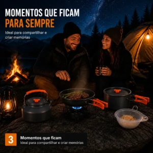 Jogo Panela Acampamento Tático Chaleira Antiaderente Preto - Imagem 5