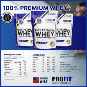 Whey Protein 100% Concentrado Premium 840g Profit Sabor Baunilha - Imagem 6