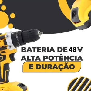Parafusadeira Furadeira de impacto 3 Funções Profissional 2 Baterias Sem Fio Cor Amarelo - Imagem 3