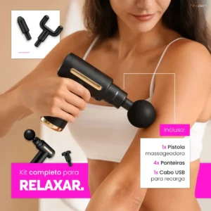 Massageador Pistola Elétrica Profissional Muscular Portátil Aparelho Fisioterapia Corporal 6 Velocidades 4 Cabeças De Massagem Alívio Dores Relaxamento Liberação Recuperação Muscular Nixzen - Imagem 7