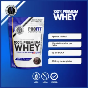 Whey Protein 100% Concentrado Premium 840g Profit Sabor Chocolate - Imagem 4