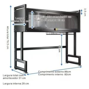 Escorredor De Pratos E Louça Cozinha Suspensa Reforçado 85cm - Imagem 6