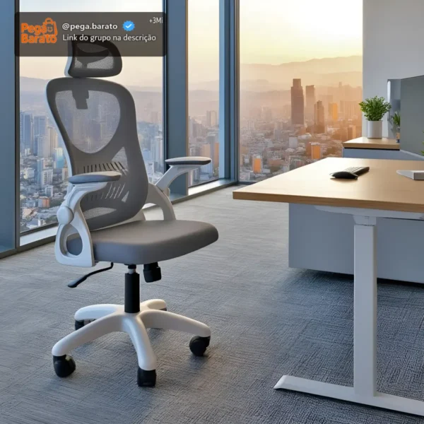 Cadeira De Escritório Columbus Presidente Ergonomica Cinza Mesh