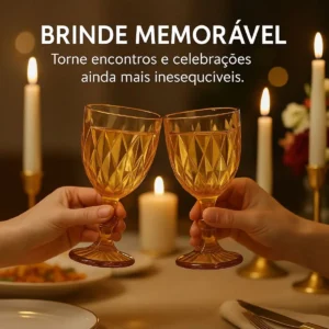 Jogo 6 Taças De Vidro Âmbar Diamond 300ml Para Água Vinho Suco Conjunto De Taças Bico De Jaca Elegante Para Mesa Posta Jantar Servir Buffet Tattoo Style - Imagem 6