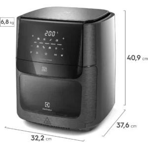 Air Fryer Forno 5 em 1 12L 1700W Digital Espeto Giratório 2 Bandejas Antiaderentes 10 funções 7 Receitas aviso sonoro Fritadeira Elétrica sem Óleo Forno Bancada Electrolux EAF90 Grafite - Imagem 3