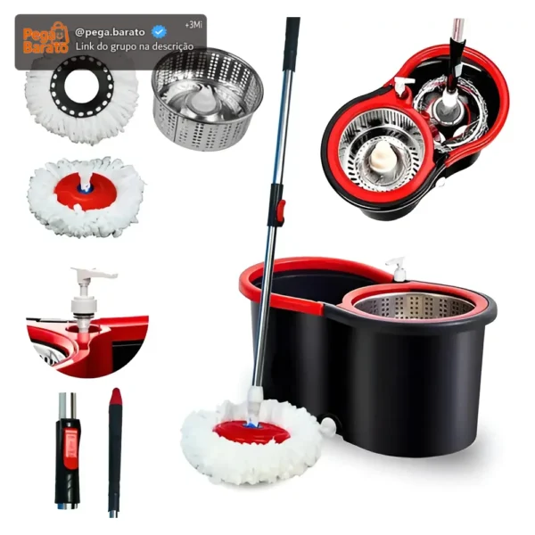 NYBC Giratório 140cm mop vermelho e preto em
