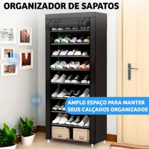 Sapateira Armário Organizador Dobrável 9 Prateleiras Estocasa - Imagem 8