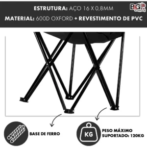 Cadeira Dobrável Para Acampamento E Pesca Porta Copo - Imagem 7