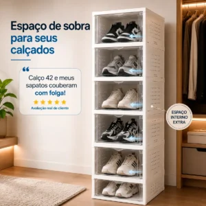 Organizador De Calçados 6 Pares Sapateira Modular Empilhável Branco - Imagem 7