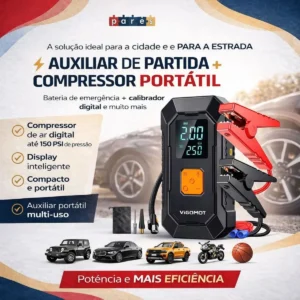 Auxiliar Partida Bateria Compressor Ar Inteligente Emergência Portátil Veicular Com Compressor De Ar, Pares Portátil Compressor Ar Veicular - Imagem 3