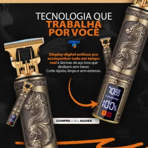Maquina Barbear Maquininha Dragao Cortar Cabelo Barba Elétrica Aparador Depilador Intimo Pelos Masculino - Crowley - Imagem 4